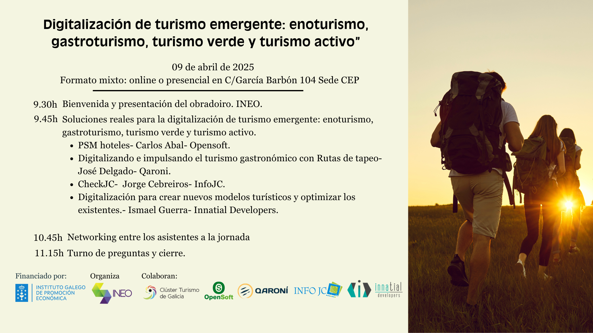Obradoiro "Digitalización de turismo emergente: enoturismo, gastroturismo, turismo verde y turismo activo"